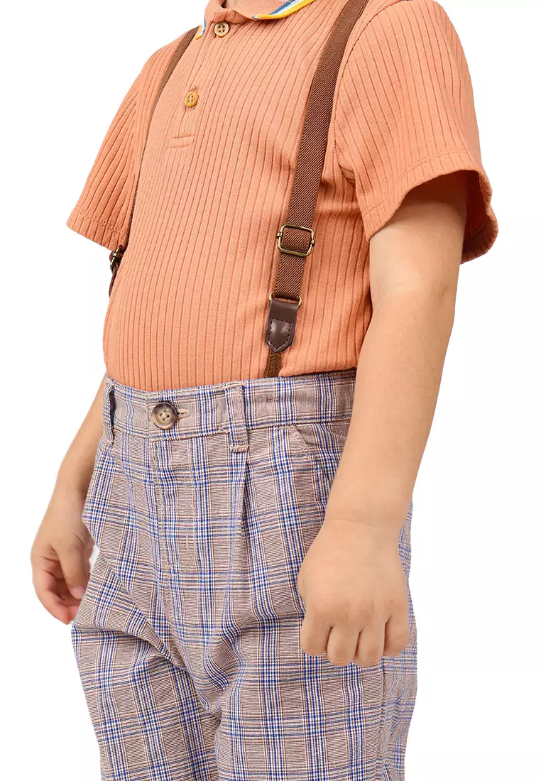 Baby Boys Low Crotch Houndstooth Pants with Suspenders