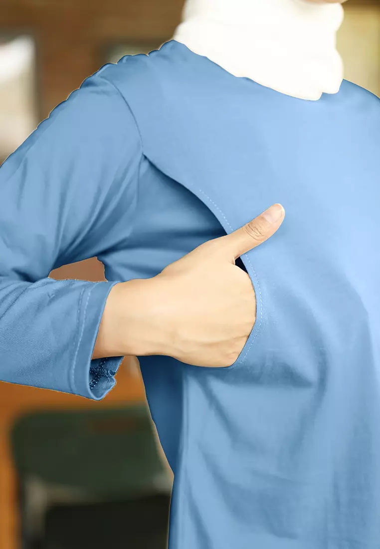 Momira Nursing Long Sleeve T-Shirt | Atasan Basic Lengan Panjang | Kaos Ibu Menyusui - L