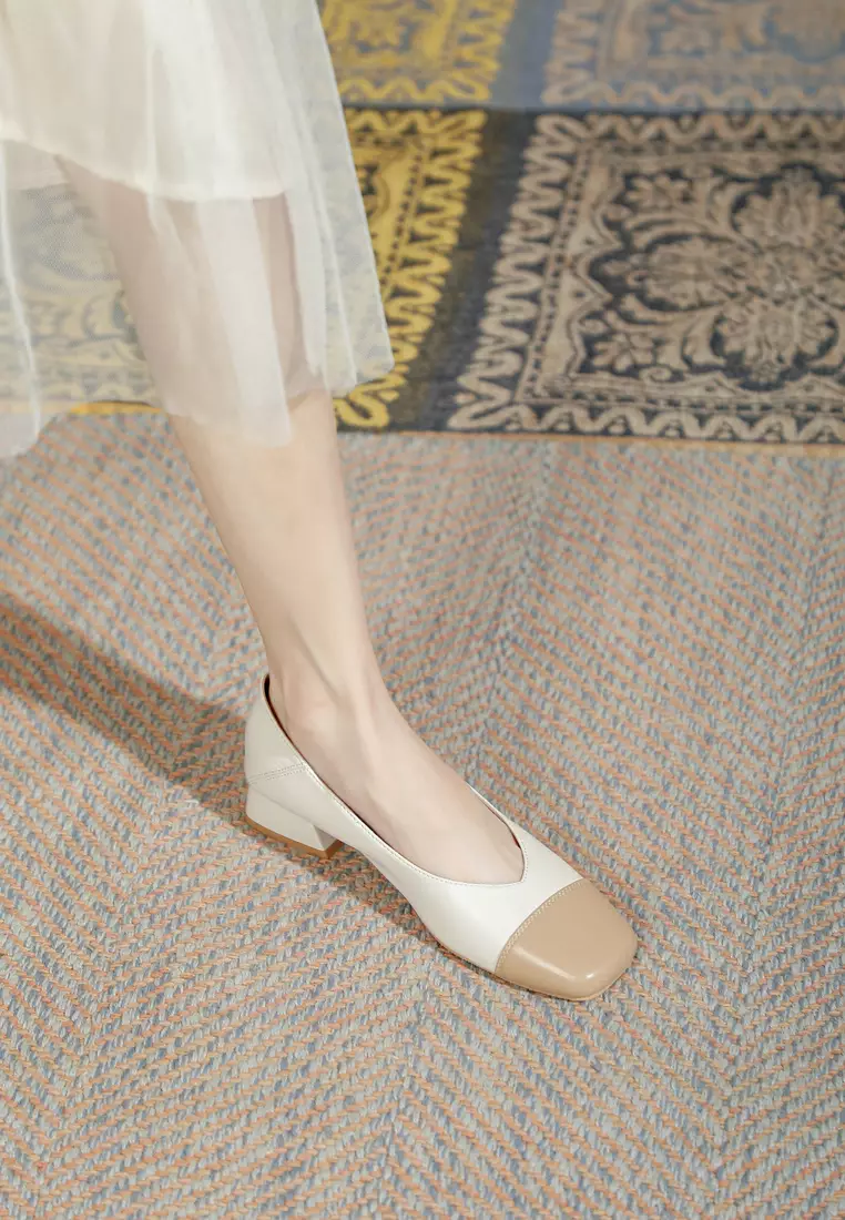 3CM Color Matching Leather Pumps TE52061-6