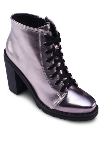 Lace Up Blesprit台灣網頁ock Heels Boots, 女鞋, 靴子