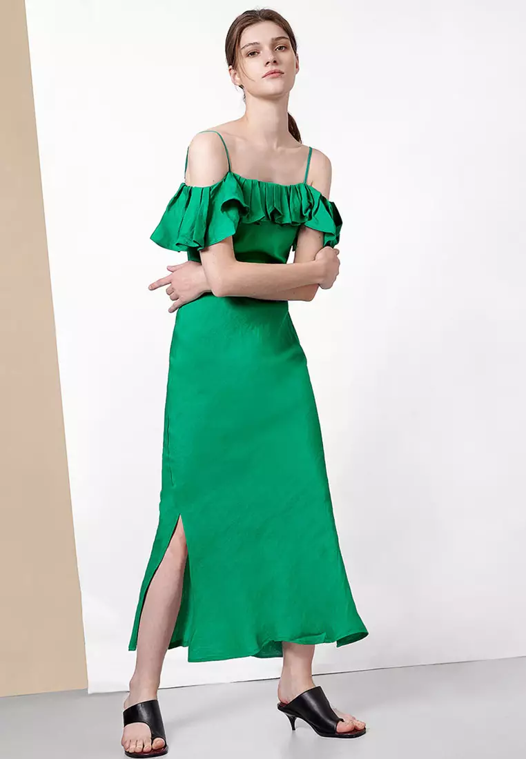Convertible Off-Shoulder Ruffle Dress