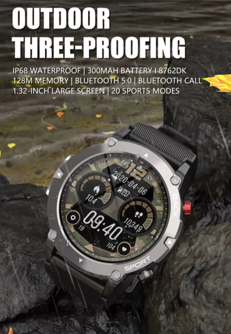 智能手表128M，OLED 360x360高分辨率屏幕，蓝牙通话，300mAh电池，IP68防水