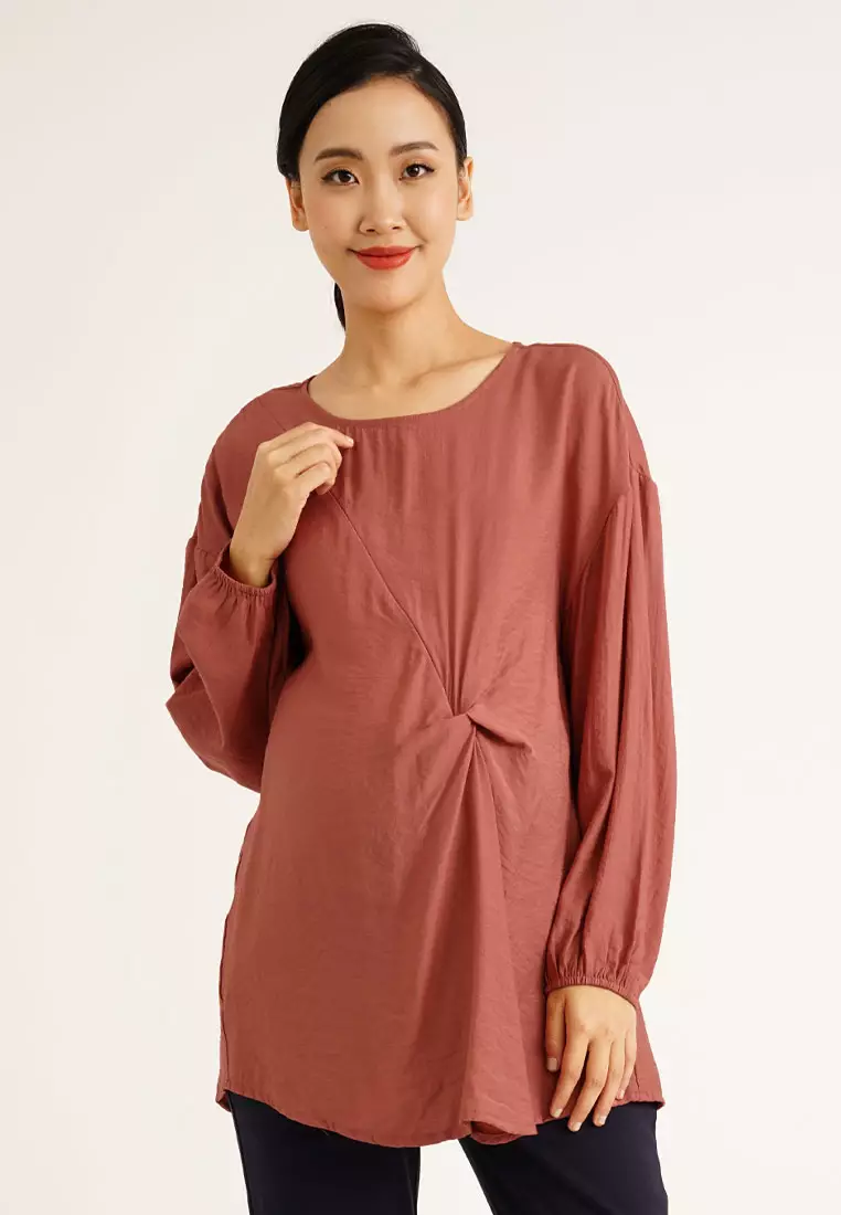 Buy 9months Maternity Dark Pink Maternity Twist Detail Nursing Blouse  Online