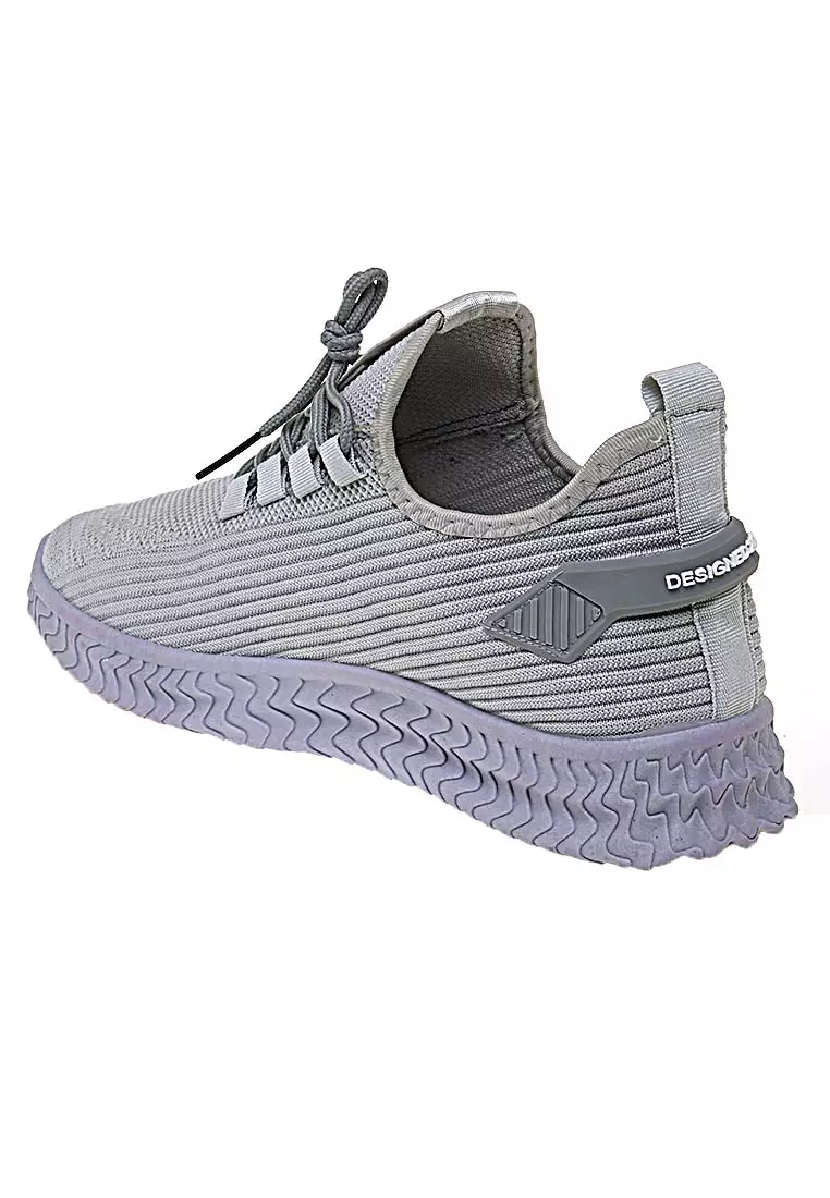 Chayton Sepatu Olahraga Pria Sneakers Casual Sport Shoes Motif Polos Material Flyknit Mesh ORIGINAL - Gray