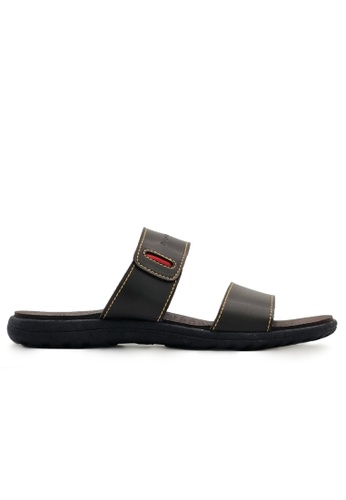 POLO HILL black and brown POLO HILL Men Two Strap Slide Sandals 383CCSH61CF93EGS_1