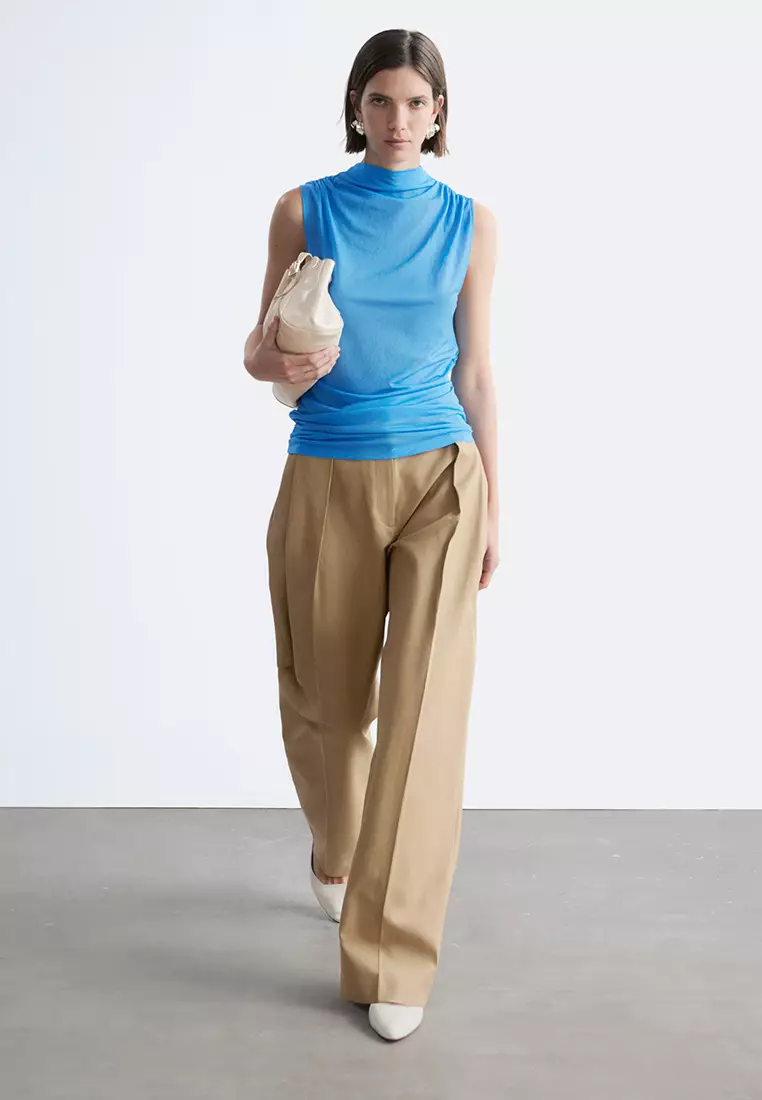 Ruched Mock-Neck Top