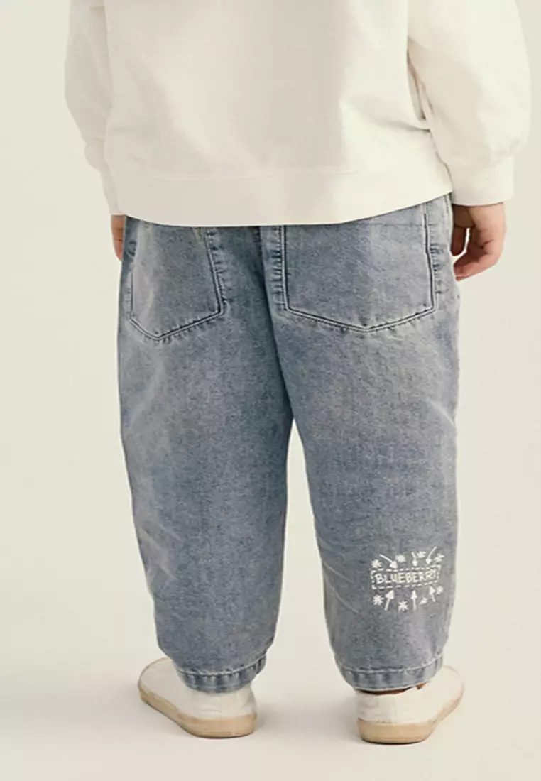 Denim Jeans With Cartoon And Letter Print