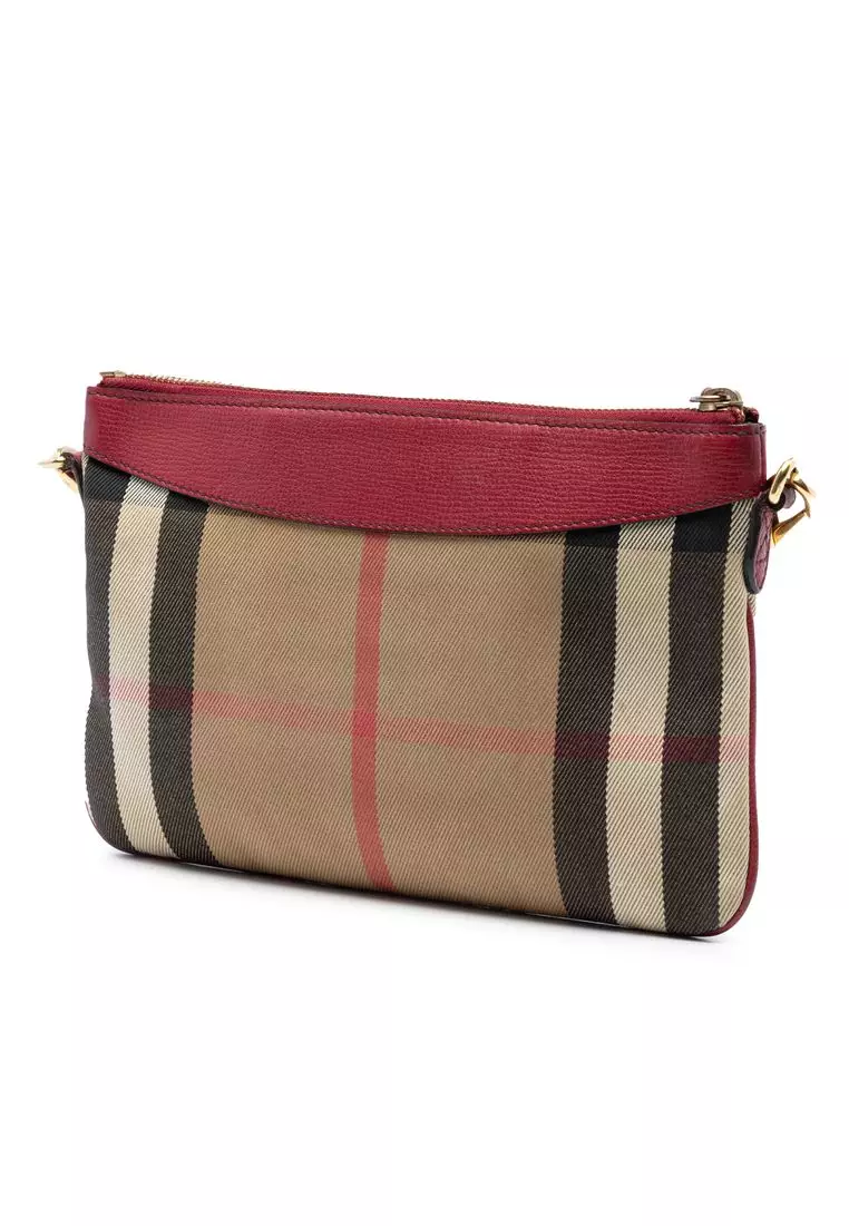 Pre-Loved Burberry House Check Canvas Derby Peyton Crossbody
