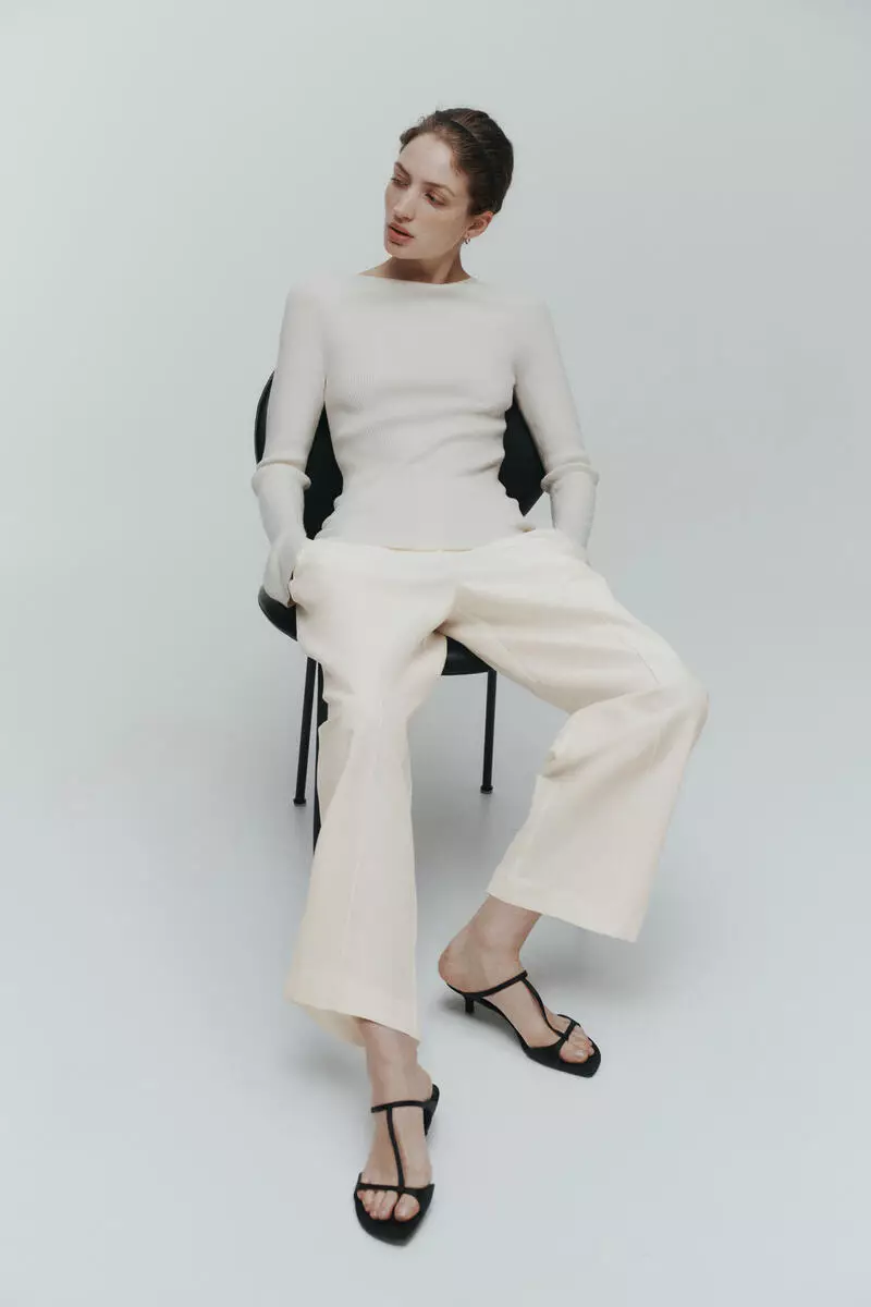 Linen-blend barrel trousers