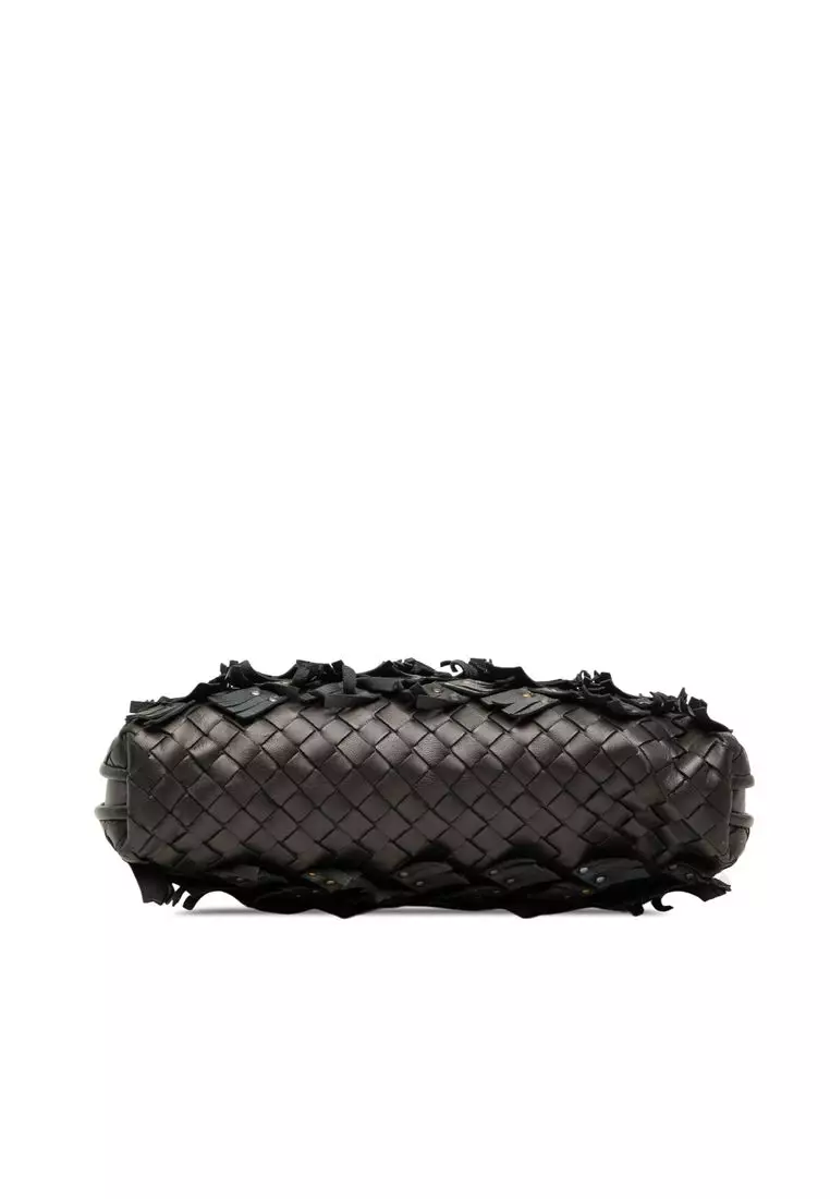 Pre-Loved Bottega Veneta Metallic Multicolor Nappa Intrecciato Fringe Studded Nodini Crossbody