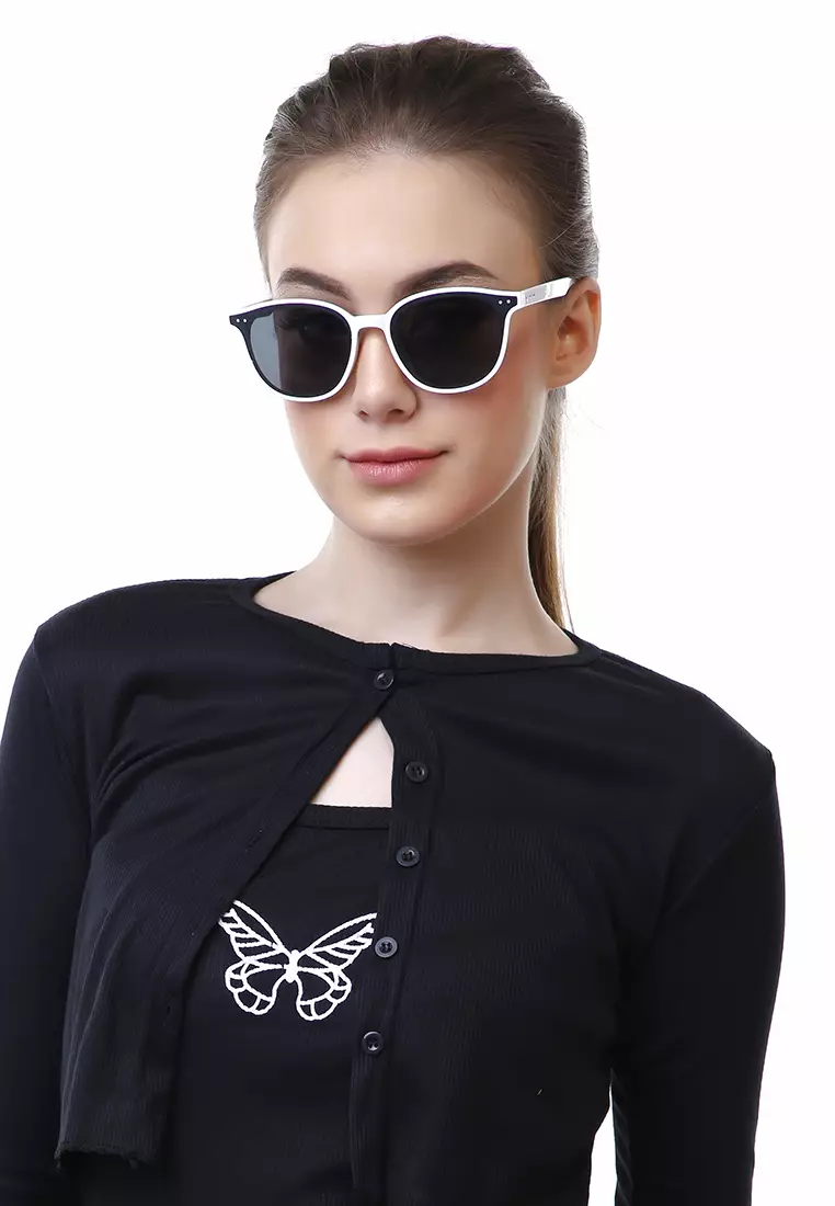 Berli Kacamata Hitam Wanita Model Cat Eye Premium Quality - Putih
