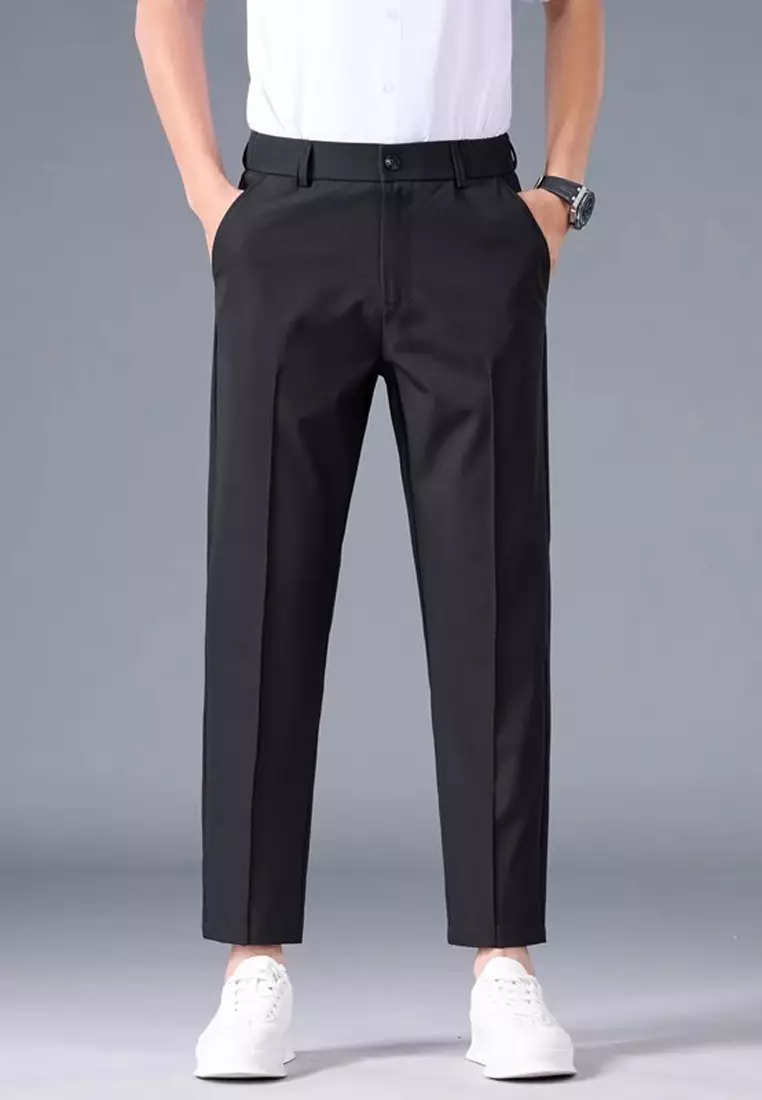 Men's Elasticated Waist Ankle Suit Pants
