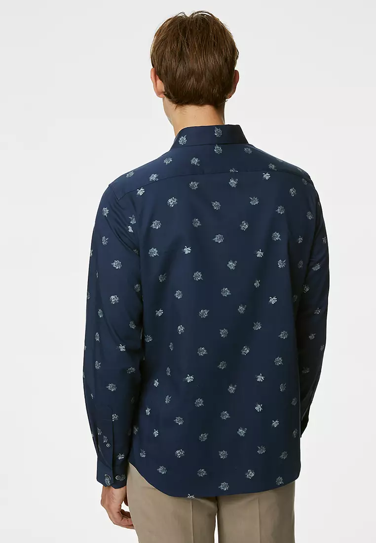 Cotton Rich Geometric Print Shirt