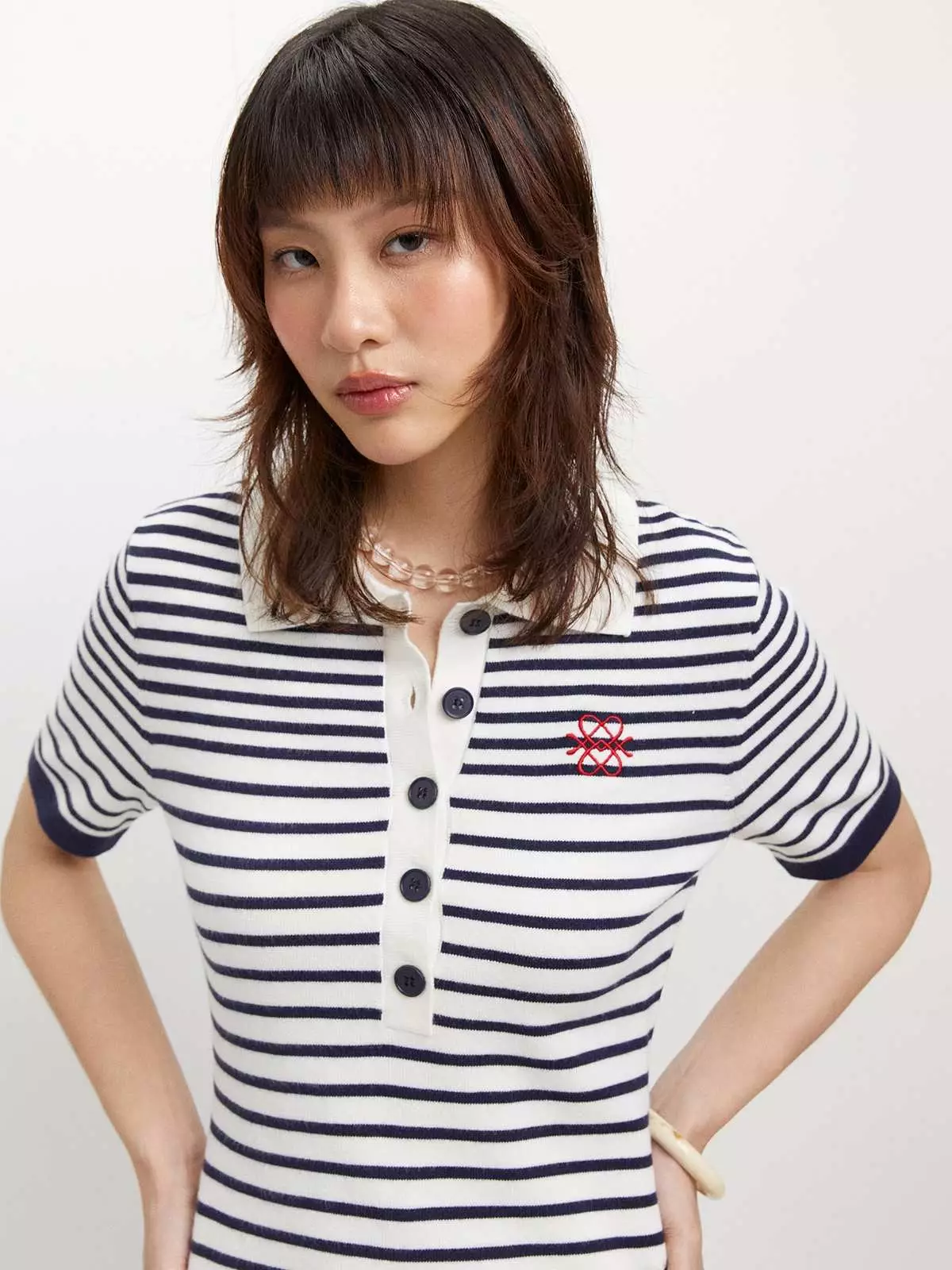 Stripe Polo Dress - Navy