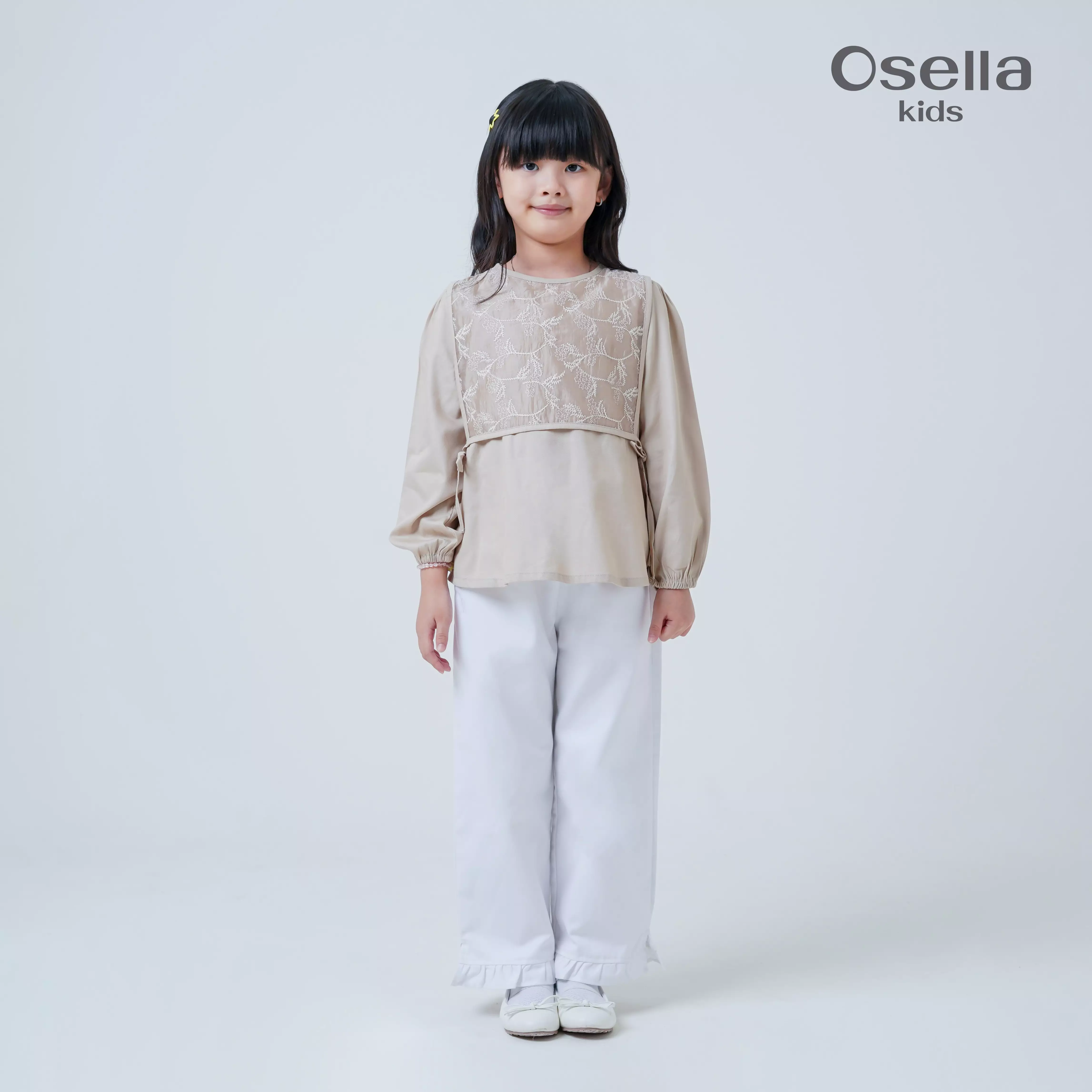 Osella Kids Zahra Embroidered Wrap Top 2337660489 | Atasan Blouse Raya Lengan Panjang Anak Perempuan