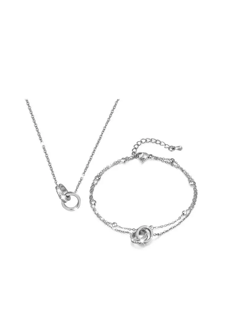 White gold necklace and bracelet set shop