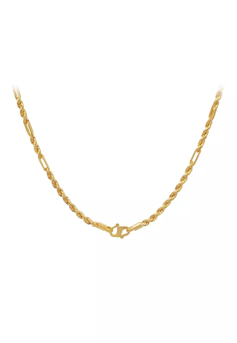 TOMEI Twisted Cable Long Chain, Yellow Gold 916 (Unisex-75cm)