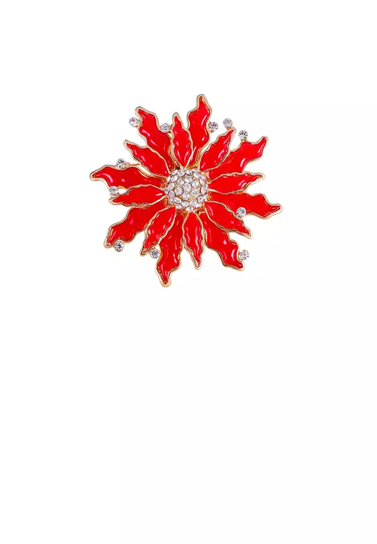 Buy Mooclife Fashion Temperament Plated Gold Enamel Red Flower