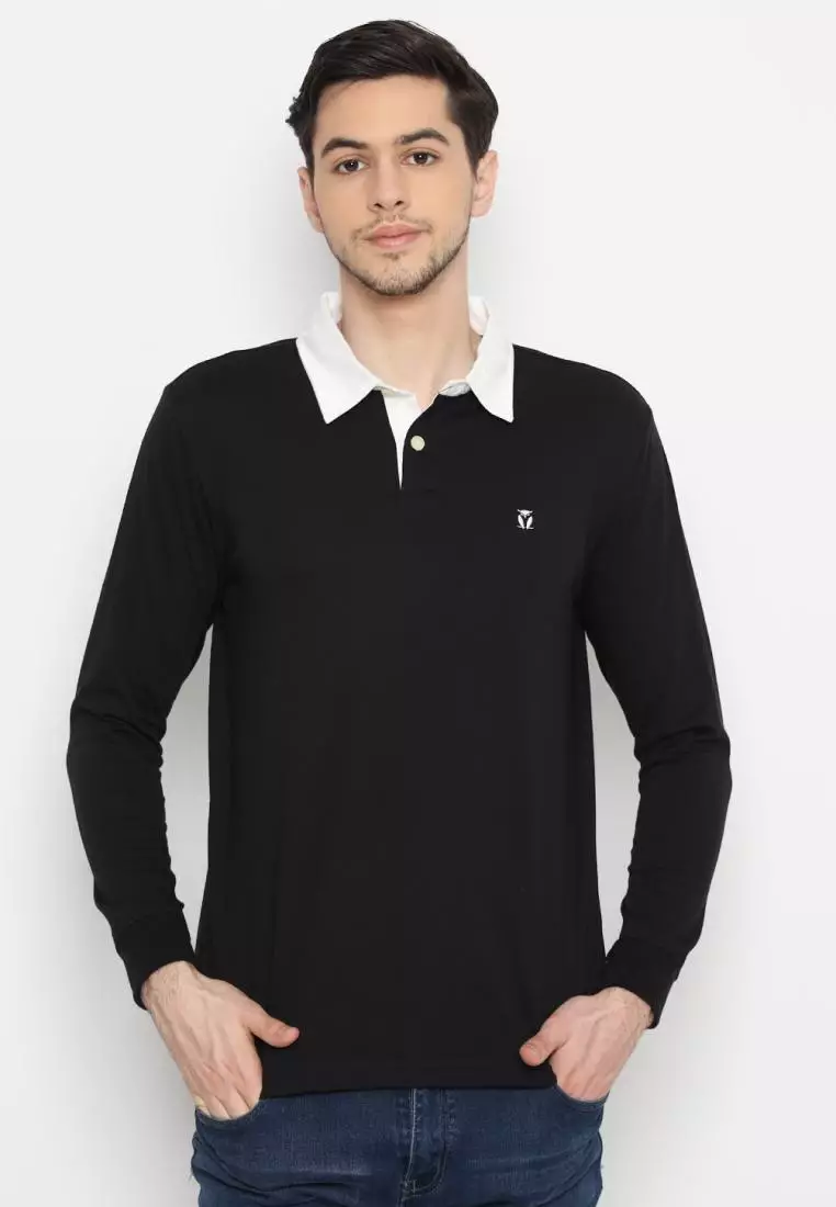 Matsuda Kaos Rugby Polo Shirt Pria Lengan Panjang Fujidera