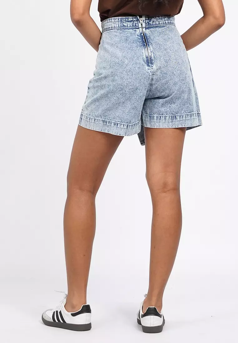 Front Wrap Denim Mini Skort