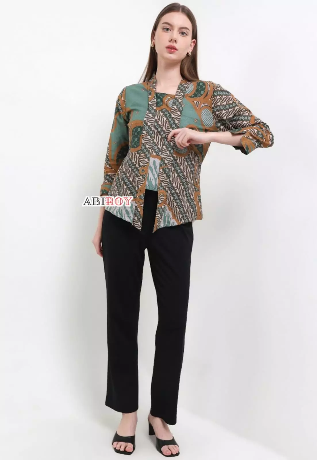 Blouse Batik Andaru Hijau Premium Slimfit Elegant NLN