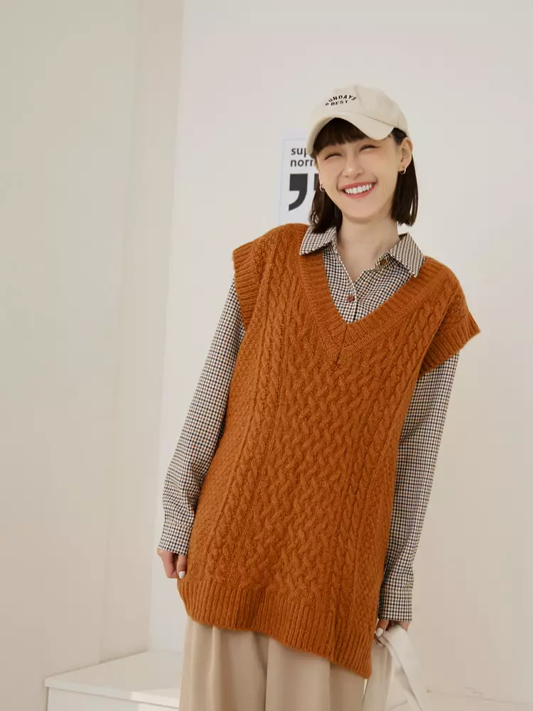 OBSTYLE Twisted Knit Long Knit Vest Sweater《FA2185》 2024, Buy OBSTYLE  Online