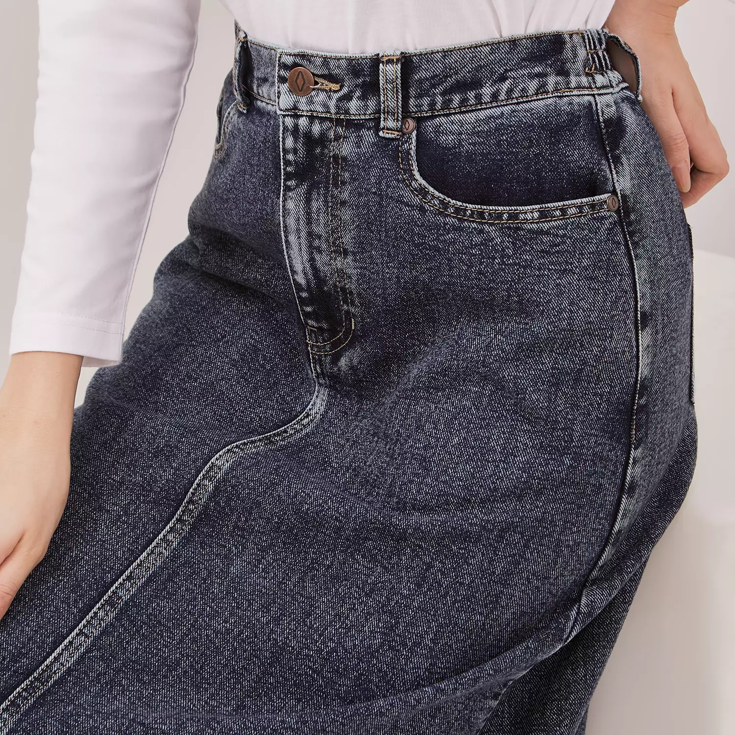 DUST Rok Denim A-Line Numara Medium Blue (D. 21145)