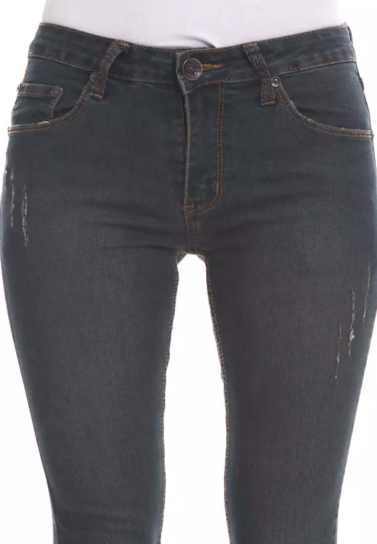 Skinny Jeans Aksen Rips Grey Stone 1909