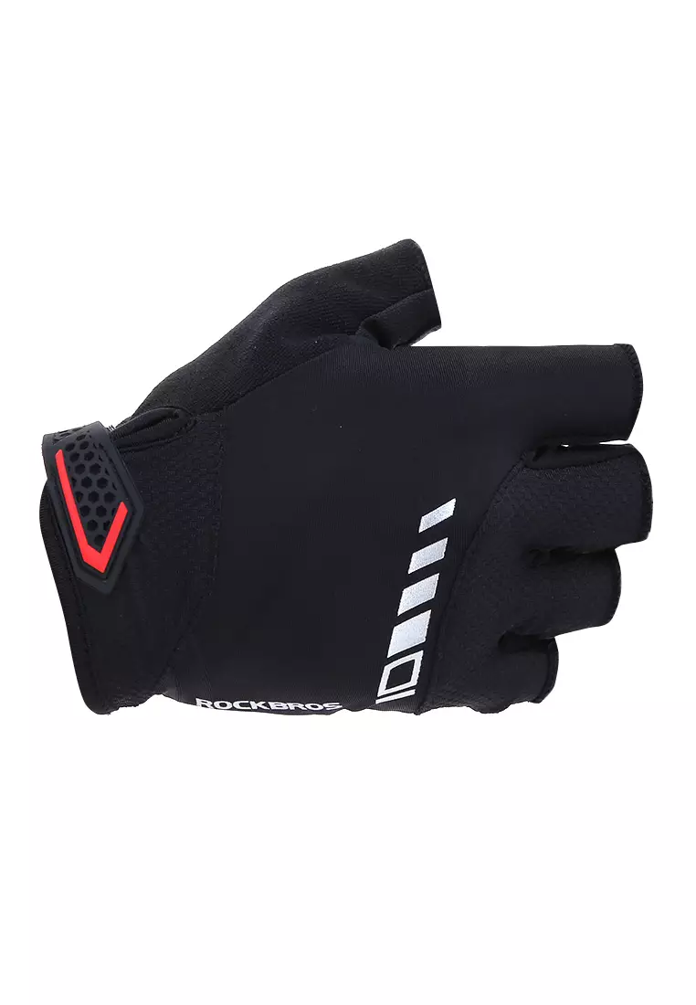 Decs Sports Gloves Sarung Tangan Sepeda Half Finger Shock Absorber Anti Slip Material Nylon Lycra ORIGINAL - Black