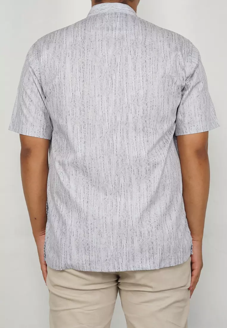 Crocodile KOKO Katun | Lengan Pendek Corak Kontemporer Kemeja | Relax Fit 1182