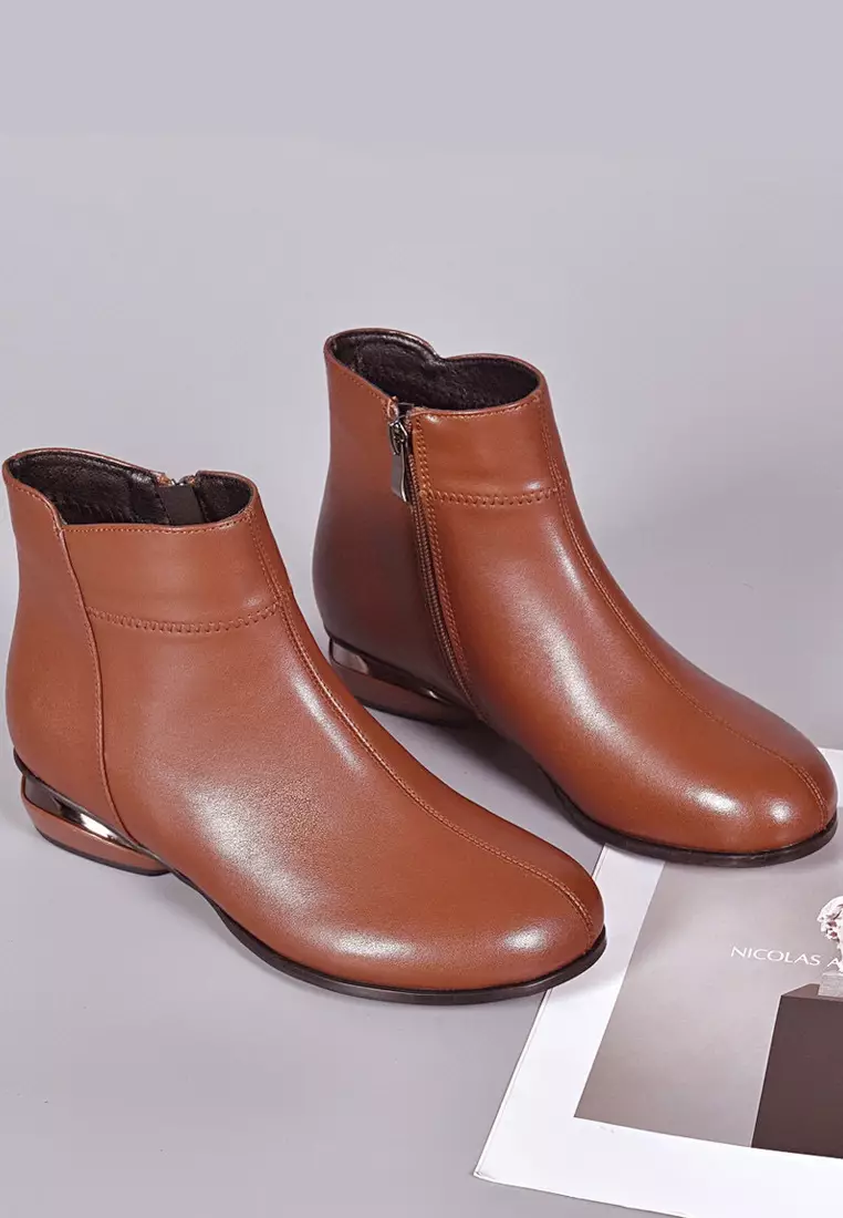 Low leather boots cheap