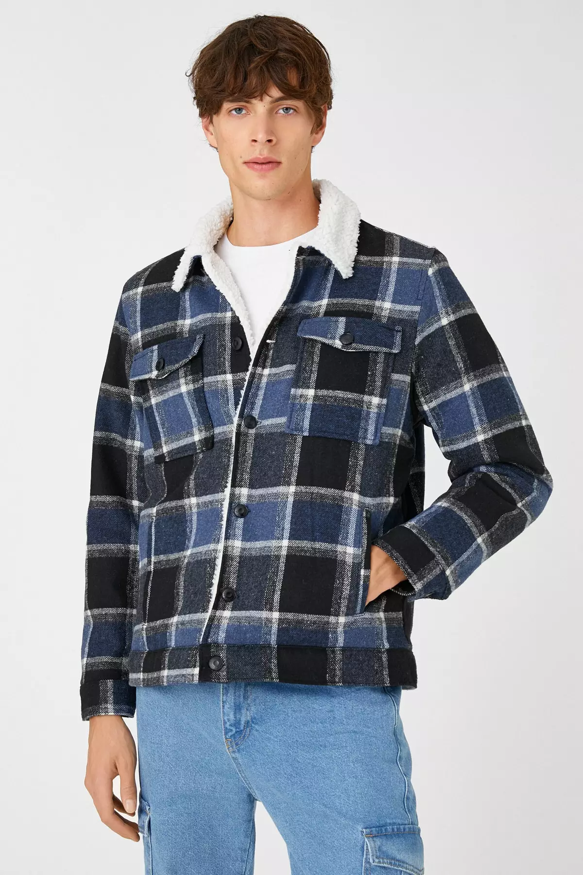 Long checkered jacket sale
