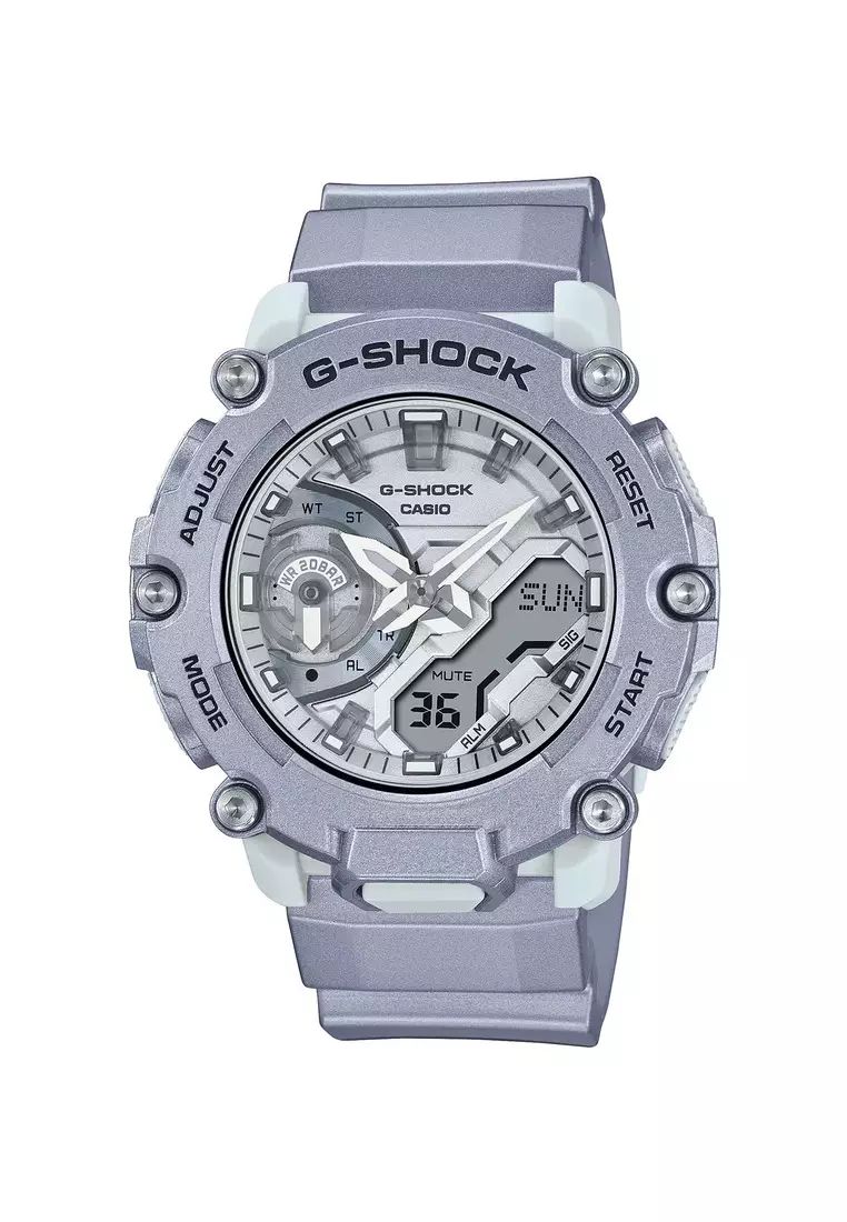 Casio G Shock GA 2200 Lineup Forgotten Future Series Men s Watch with Metallic Silver Resin Band GA 2200FF 8A