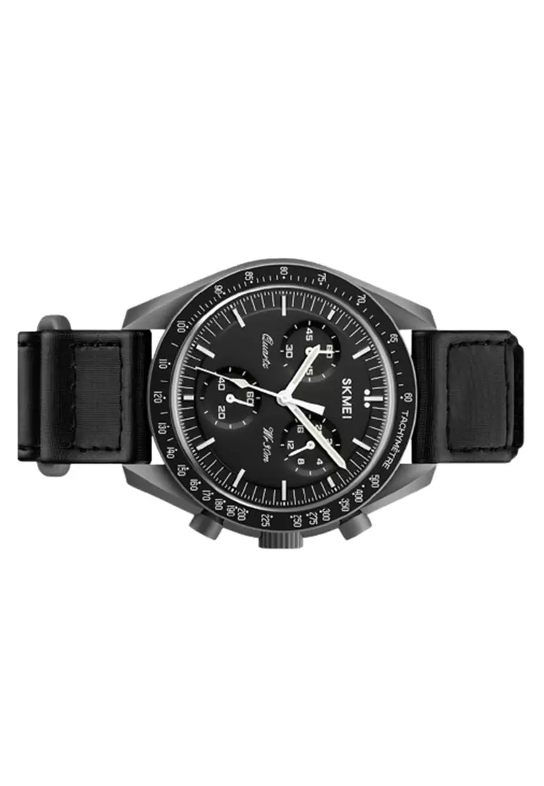 Jam Tangan Pria Analog Wanita 1982 Nylon Strap Tahan Air ORIGINAL - Dark Grey