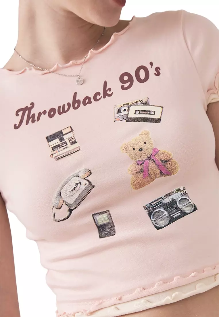 Lettuce Edge Tee With Throwback 90'S Print Detail