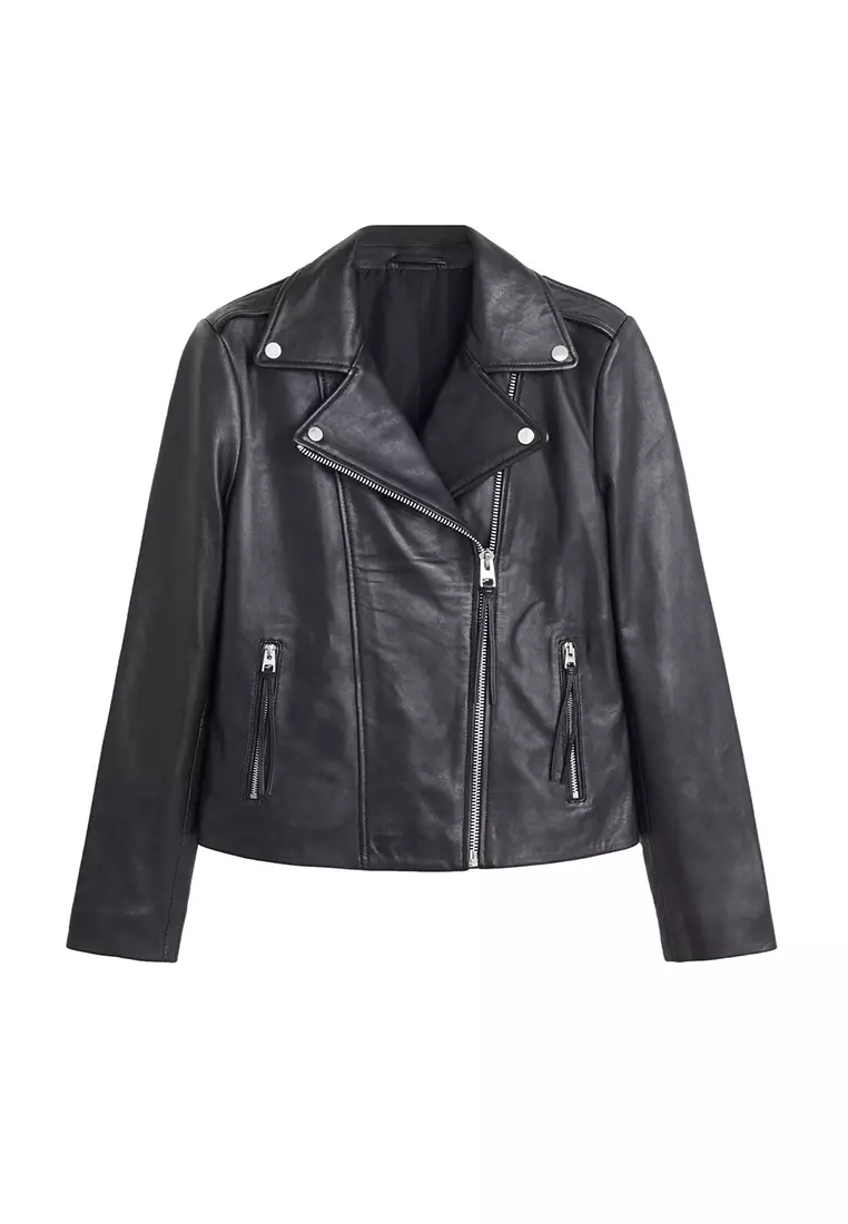 Mango esther leather jacket best sale