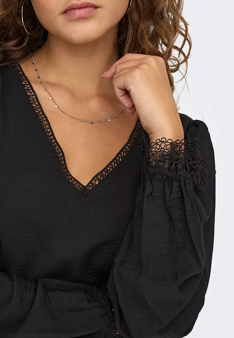 Camille Long Sleeve Lace V-Neck Top