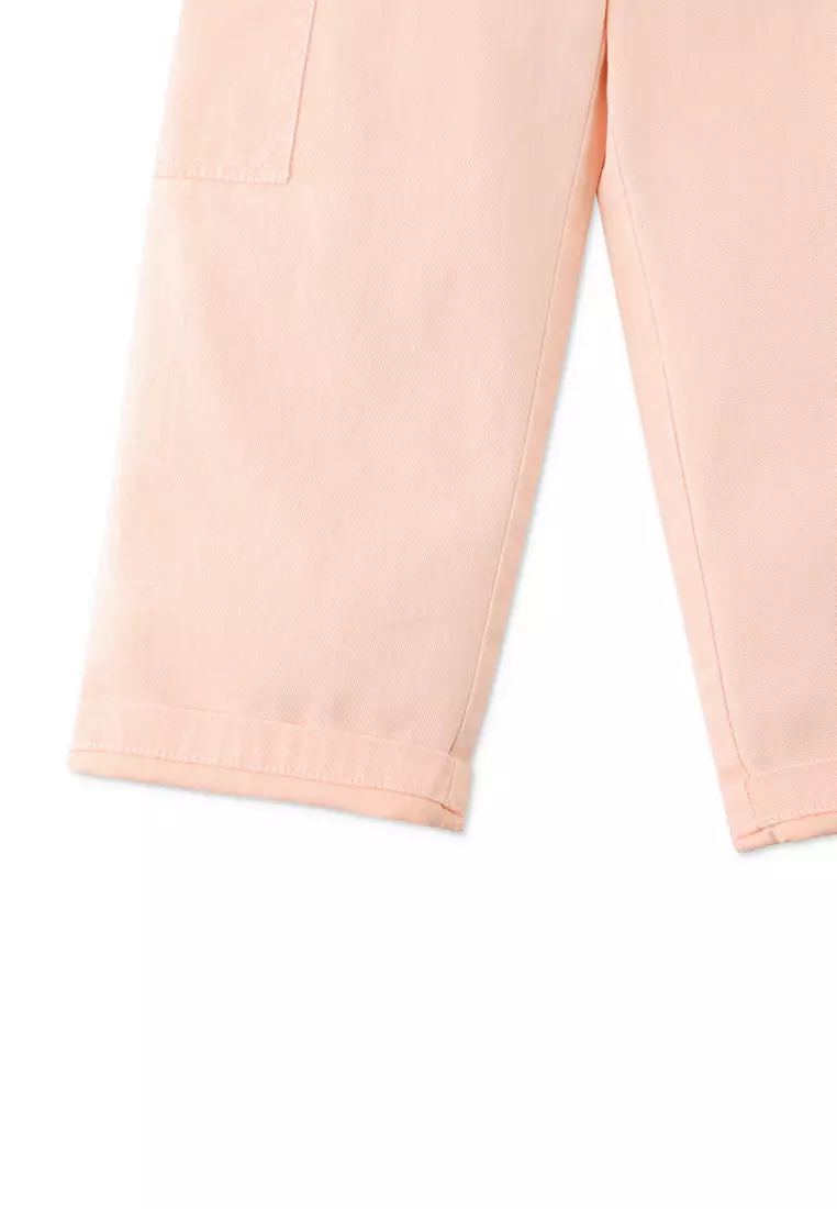 Girls Wide Leg Cargo Denim Pants