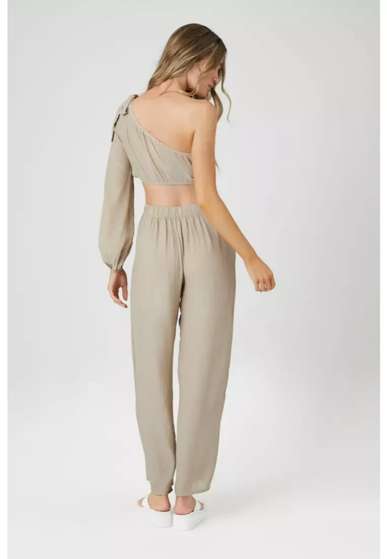 Swim Cover Up One Shoulder Top Pants Set