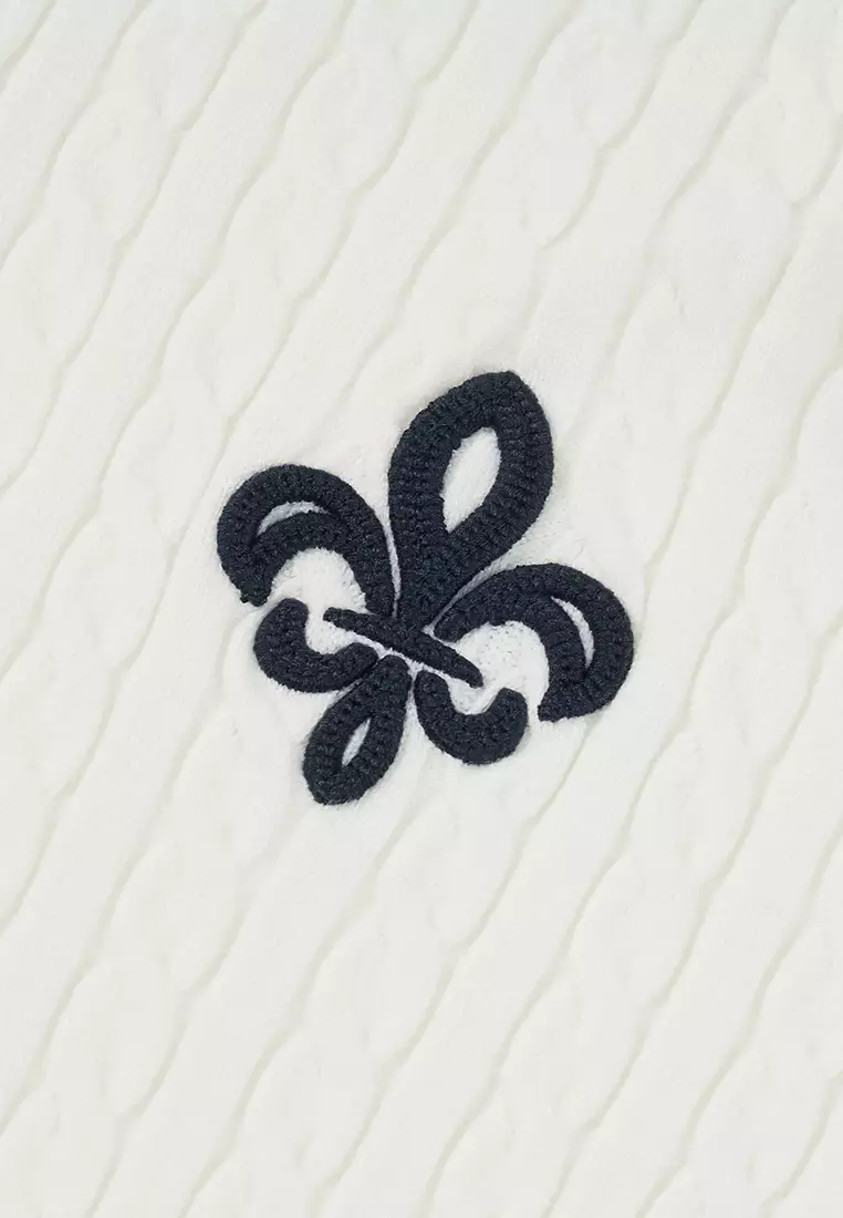 女裝鳶尾花 LOGO 絞花針織 POLO 毛衣