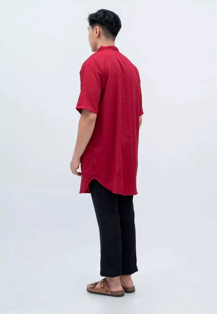 Baju Koko Kurta Pakistan Lengan Pendek Muslim Gamis Pria Houseofcuff F - MAROON