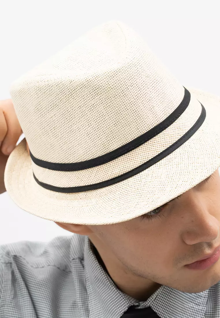 Houseofcuff Topi Fedora Cowboy Hat Fedora Ratan Beige