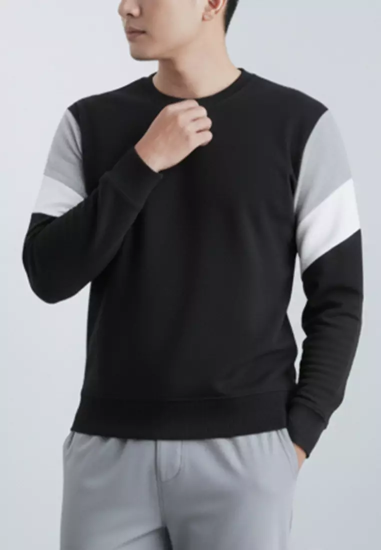 Kale Dael Black Grey / Sweater Pria Bahan Baby Terry Premium Kombinasi