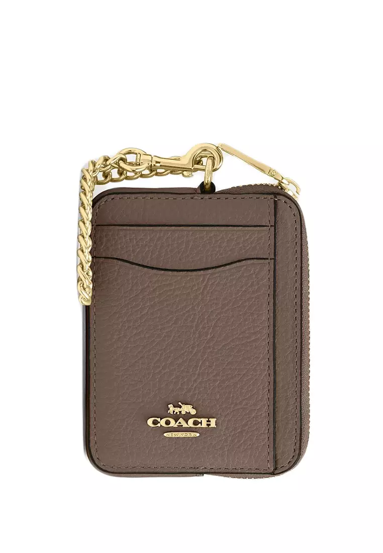 Buy Coach Zip Card Case - Dark Stone 2025 Online | ZALORA