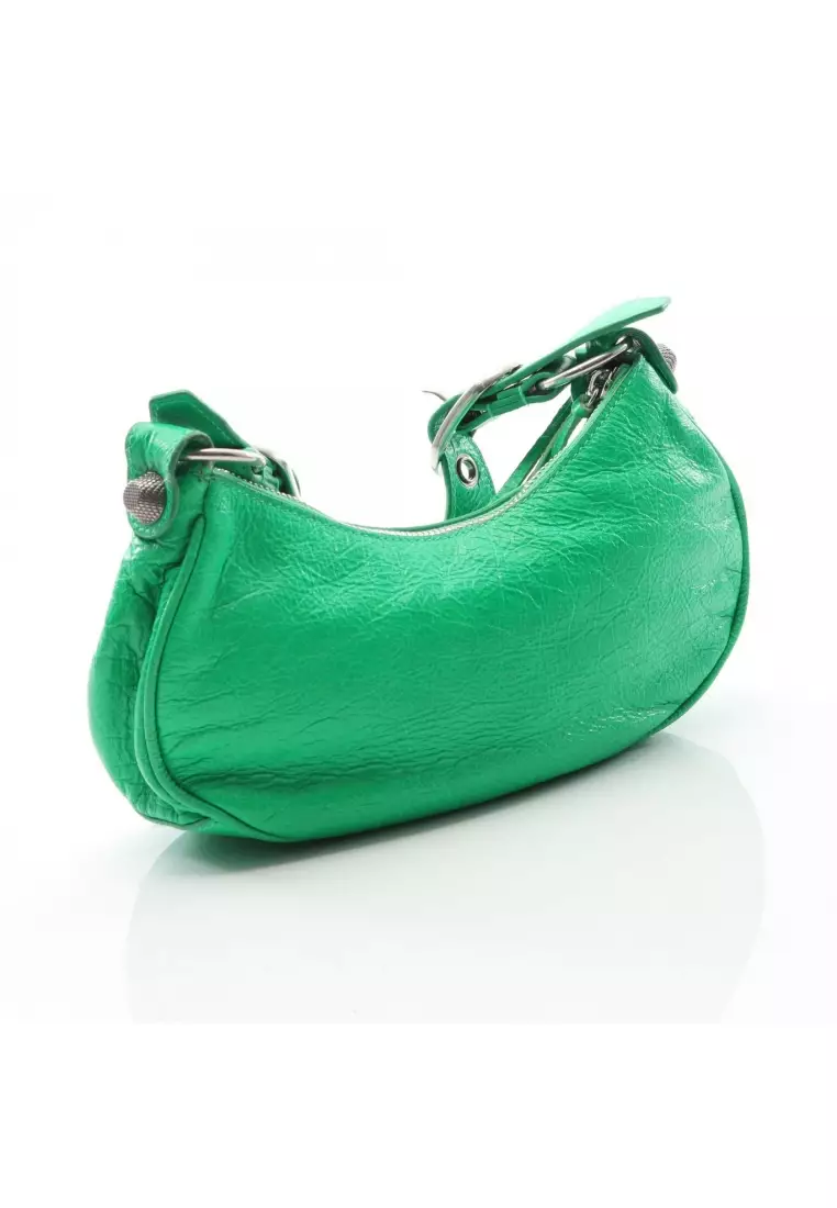 Pre-Loved BALENCIAGA LE CAGOLE Shoulder bag leather green