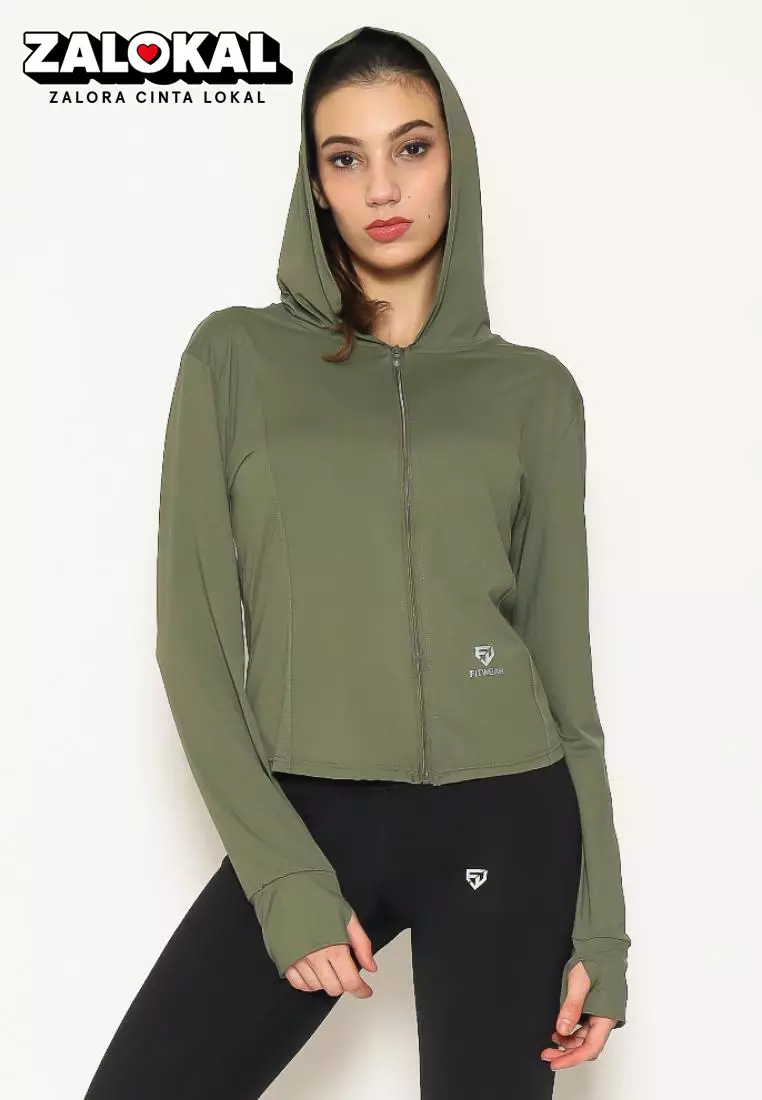 Fitwear - Jaket Olahraga Wanita DRYFIT NATASHA SLIMFIT ANTI UV - ARMY