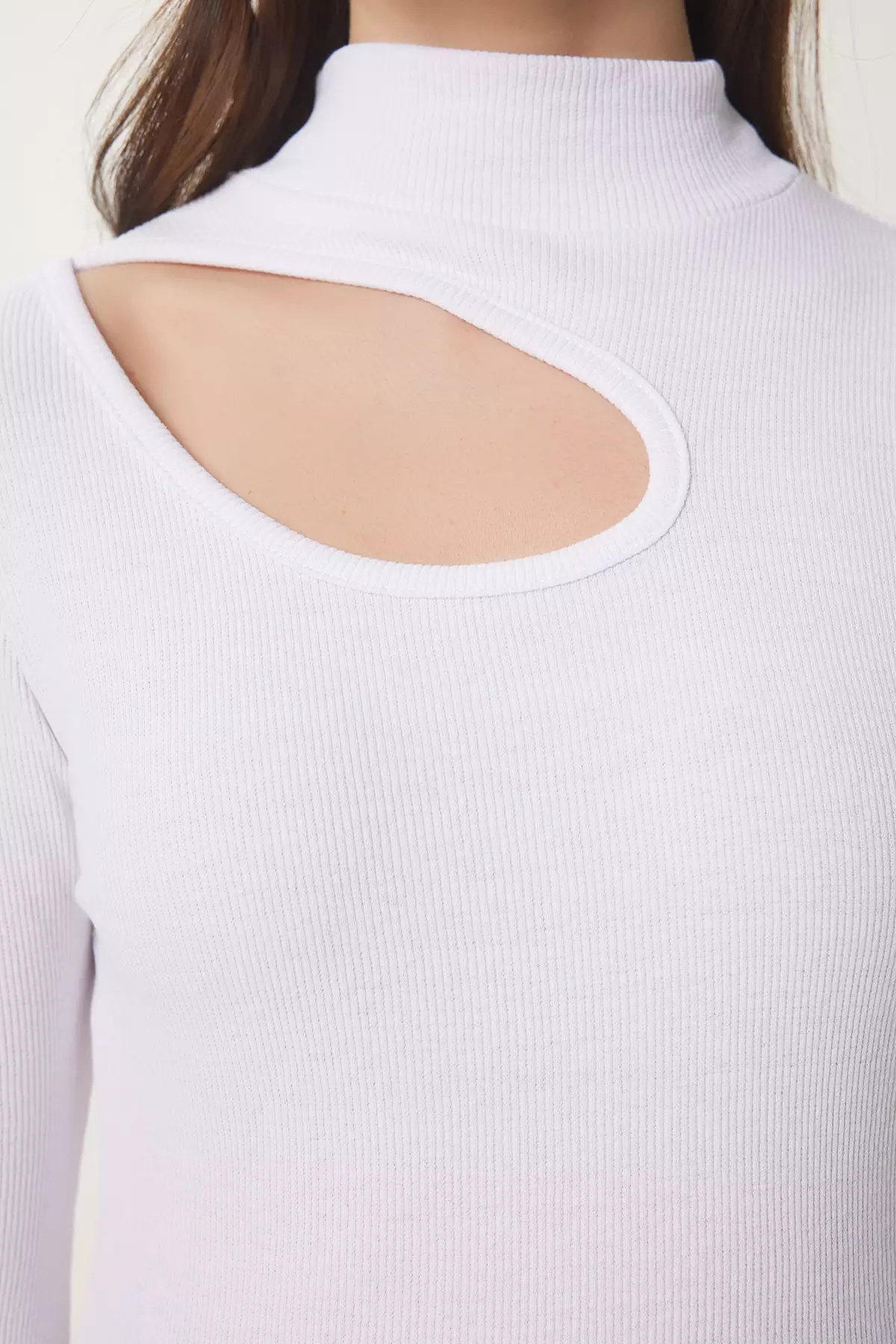 Women'S Anthracite White 2-Pack Cut Out Detailed Ribbed Knitted Blouse Gt00235