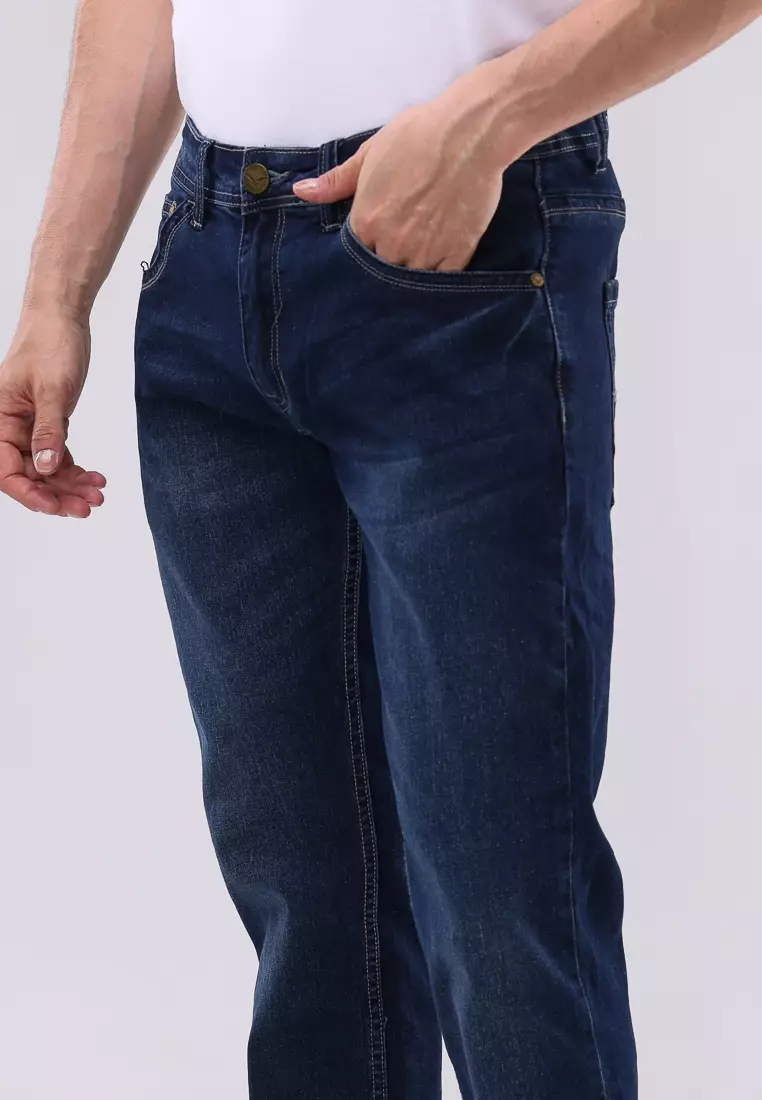 Denim Long Pants Slim Tapered Fit Stretch