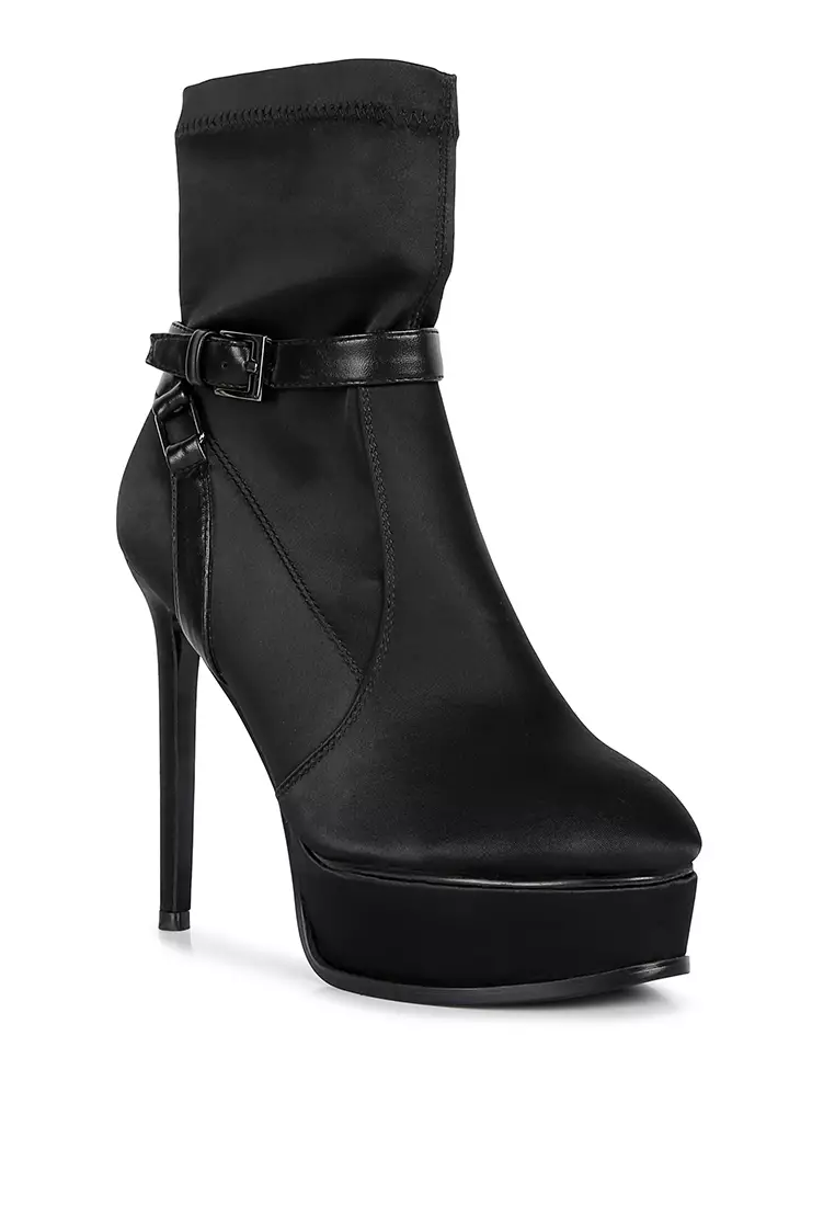 Black satin deals ankle boots