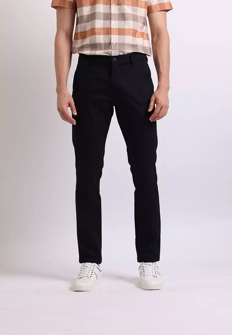 Manzone Celana Panjang Pria Chinos Slim Fit Roku - Black Warna Black